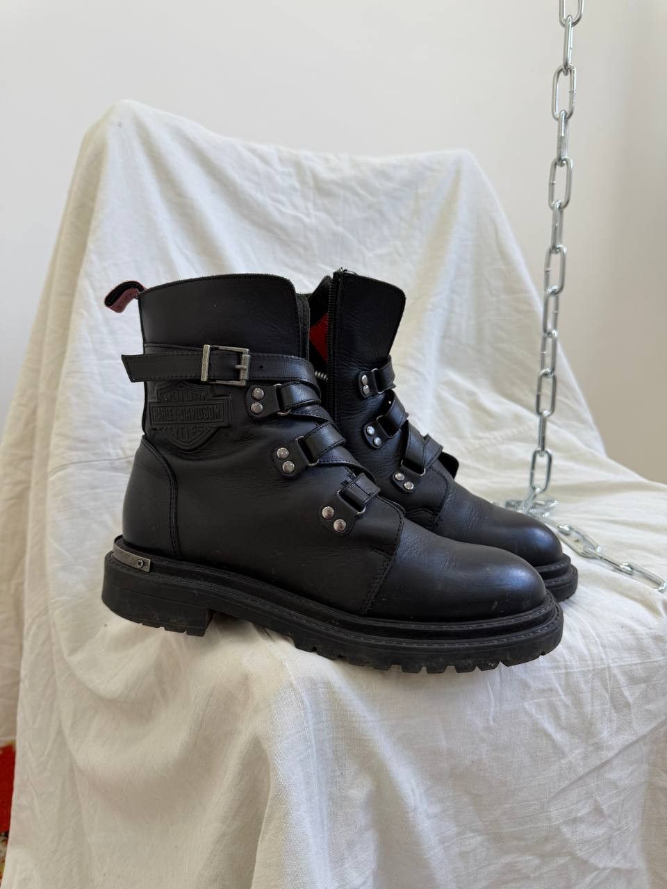 Harley Davidson Vintage 90s Harley-Davidson Ankle-Zip Leather Boots Y2K Size US 6 / EU 39 - 2 Thumbnail
