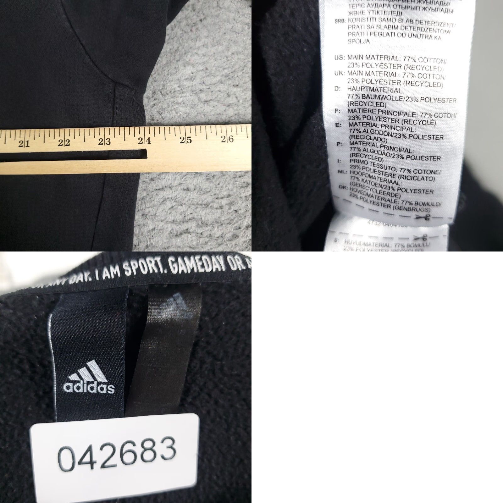 Adidas Adidas Mens Large Black Logo Pullover Sweater Size US L / EU 52-54 / 3 - 8 Thumbnail