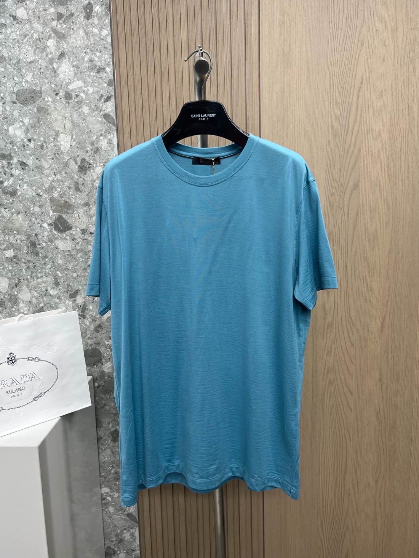 Loro Piana Loro Piana Virgin Wool T-Shirt Blue Size XXL Size US XXL / EU 58 / 5 - 1 Thumbnail