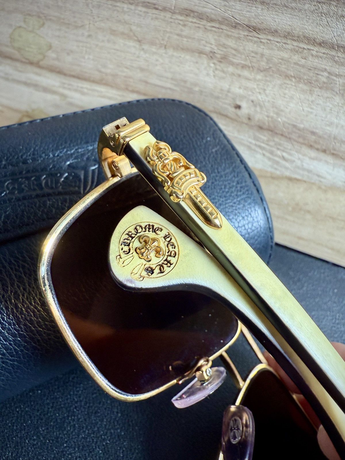 Chrome Hearts Chrome Hearts THROB Sunglasses Gold Filled White Ebony Size ONE SIZE - 4 Thumbnail