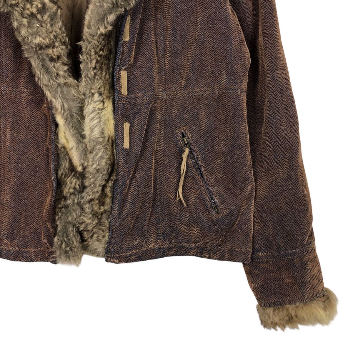 Japanese Brand Vintage Denim Biker Jacket CPMarket Mink Fur Lining Blanket Size US M / EU 48-50 / 2 - 6 Thumbnail