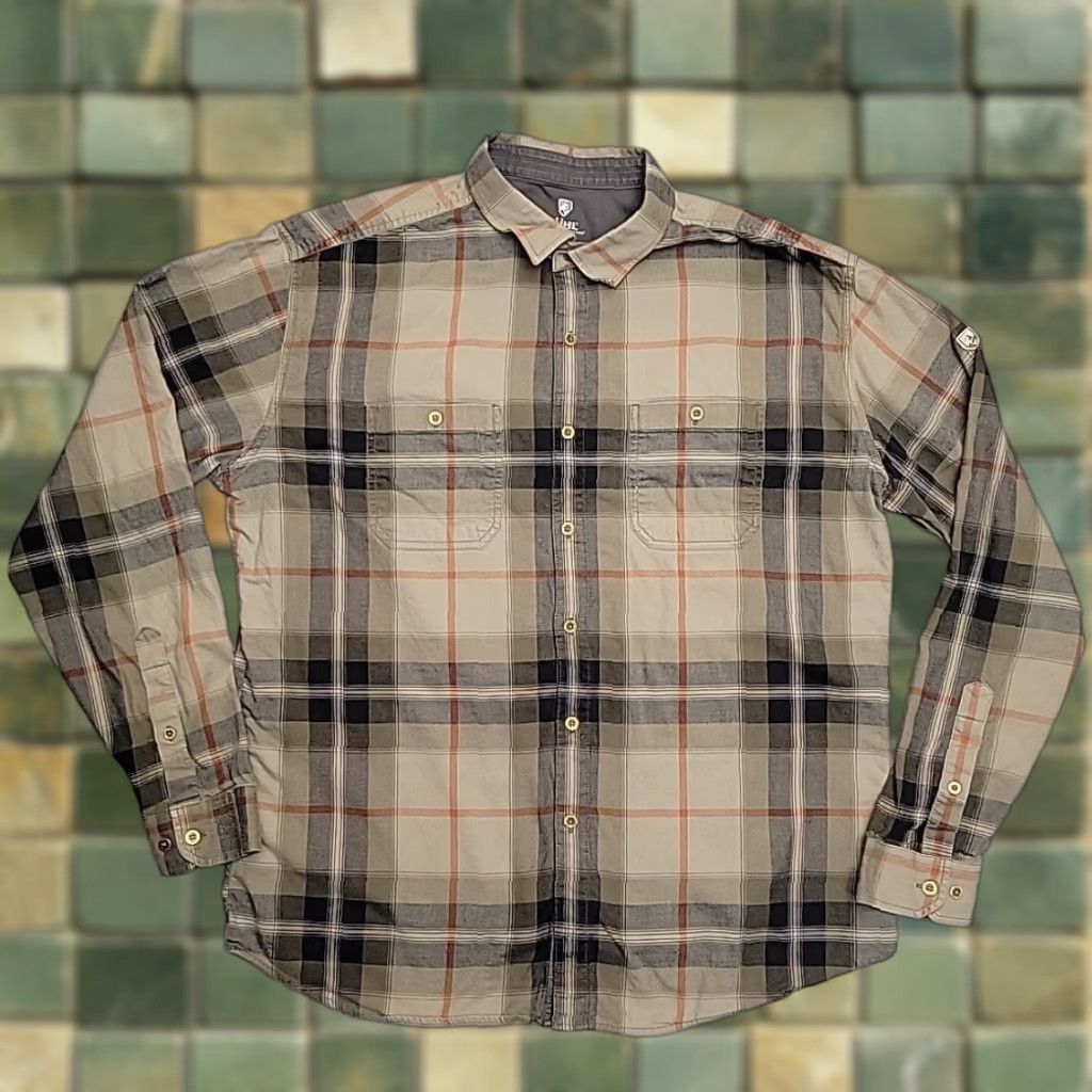 Vintage Kuhl Fugitive Shirt Men XL Green Plaid Twill Cotton Tencel Button-Up Outdoor Casual Shirt Mens Size US XL / EU 56 / 4 - 1 Thumbnail