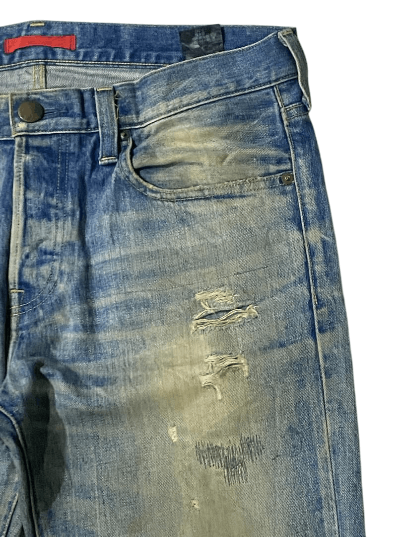 If Six Was Nine × Japanese Brand Vintage Japanese Brand Red Card Blue Washed Distressed Jeans Size US 36 / EU 52 - 6 Thumbnail