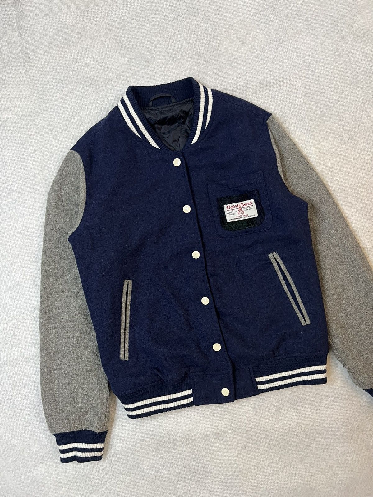 Harris Tweed Harris Tweed Wool Quilted Button Up Varsity Jacket Size US M / EU 48-50 / 2 - 2 Thumbnail
