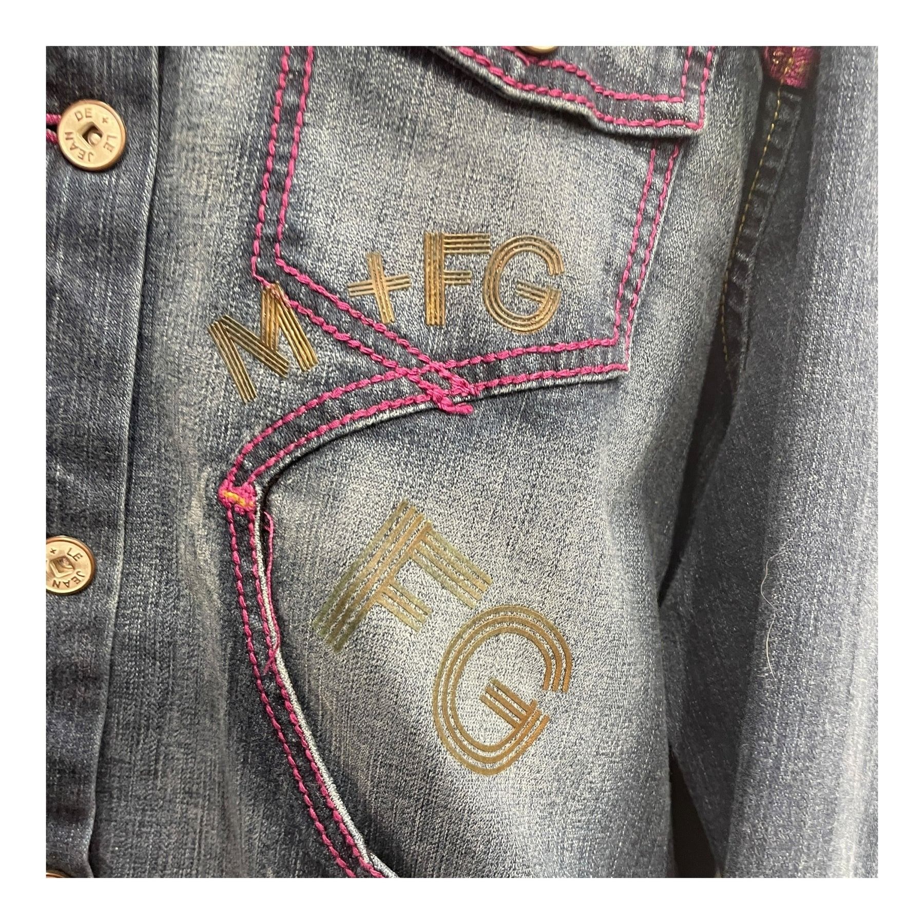 Marithe + Francois Girbaud Archive Logo Cropped Denim Jacket Size US L / EU 52-54 / 3 - 4 Thumbnail