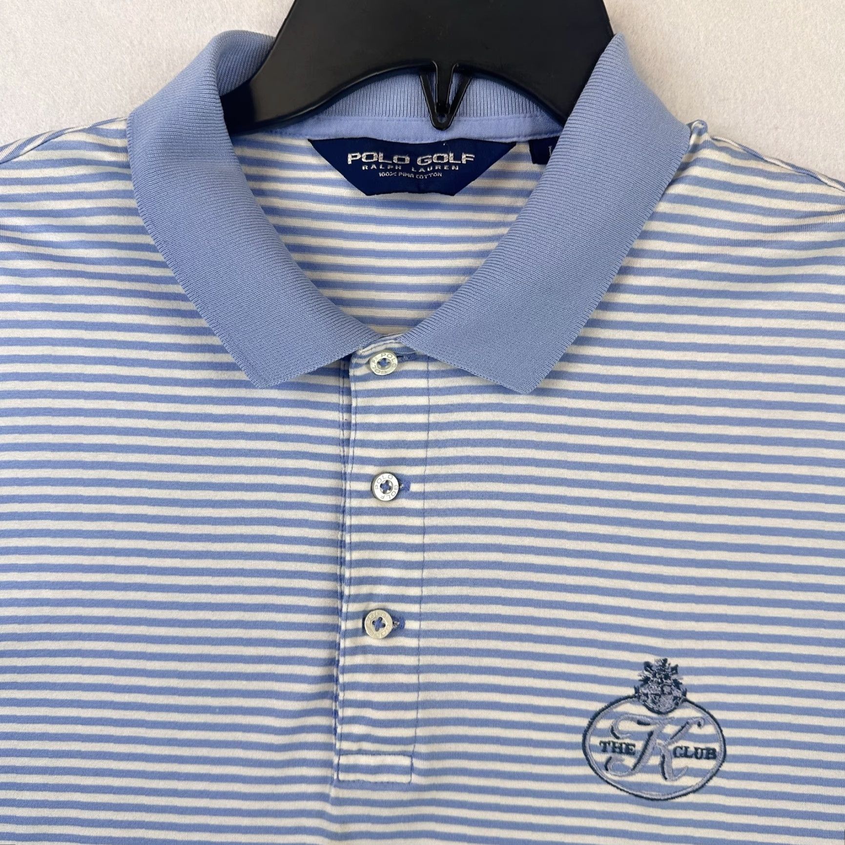 Polo Ralph Lauren Polo Golf Ralph Lauren Polo Shirt Mens L Blue White Striped The K Club Golf Shirt Size US L / EU 52-54 / 3 - 3 Thumbnail