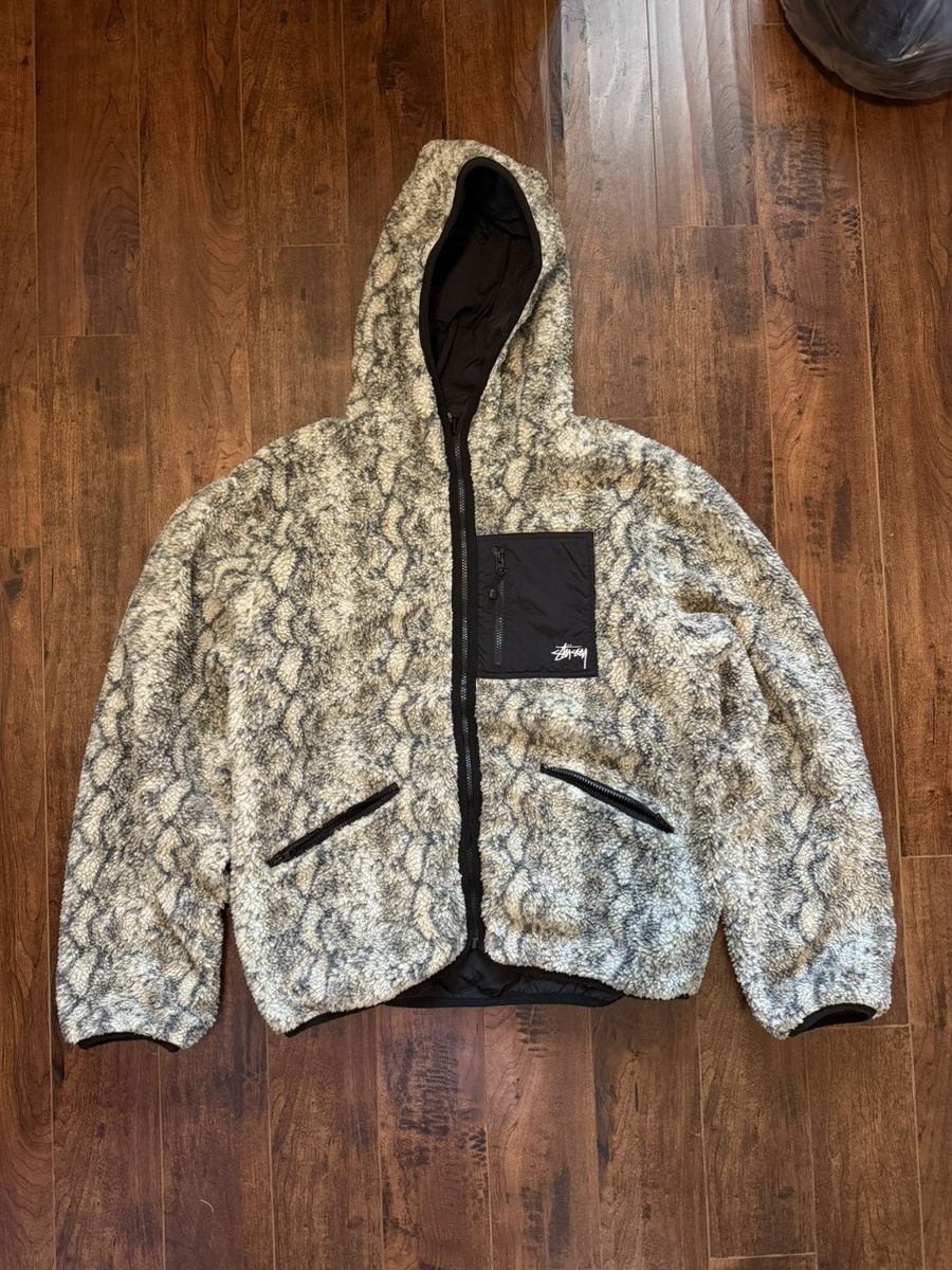 Stussy Stussy Snake Jacquard Sherpa Fleece Reversible Size US XL / EU 56 / 4 - 1 Thumbnail