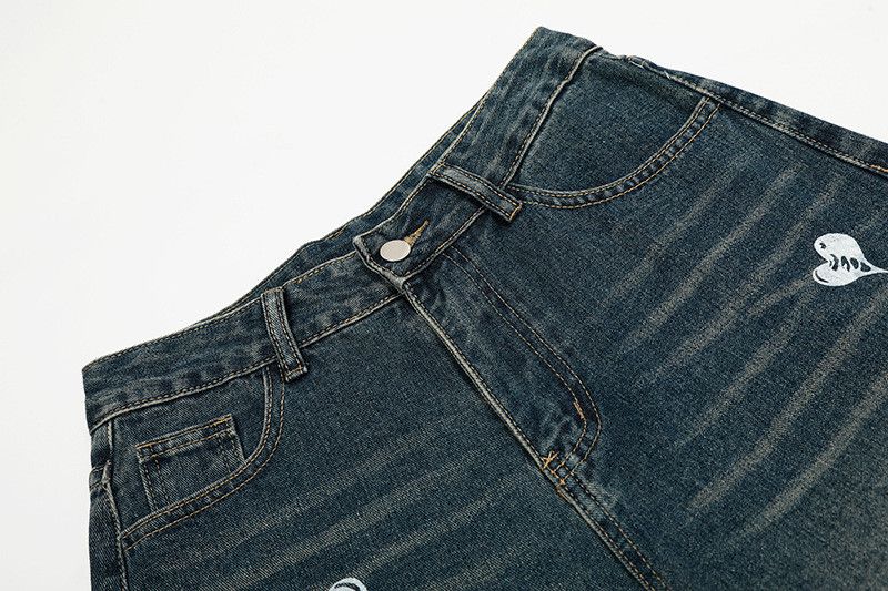 Jean Retro graffiti heart letter washed distressed jeans Size US 32 / EU 48 - 3 Thumbnail