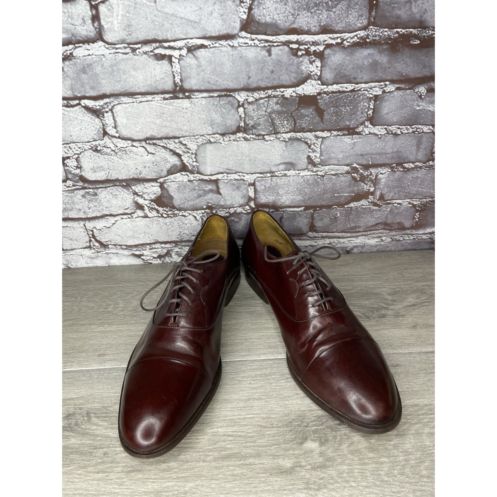 HARAGO Paragon Brown Leather Cap Toe Handmade Oxfords Lace Up Shoes Size US 11 / EU 44 - 14 Thumbnail