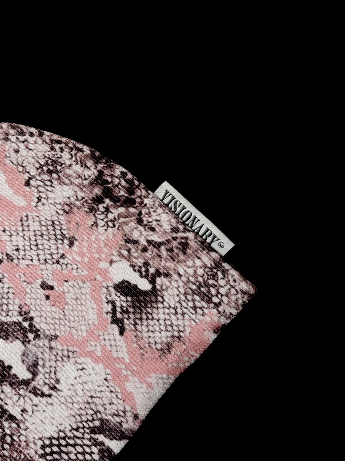 Japanese Brand Visionary’s Snakeskin Print No Cuff Knit Pink Beanie Hat OS Size ONE SIZE - 2 Thumbnail