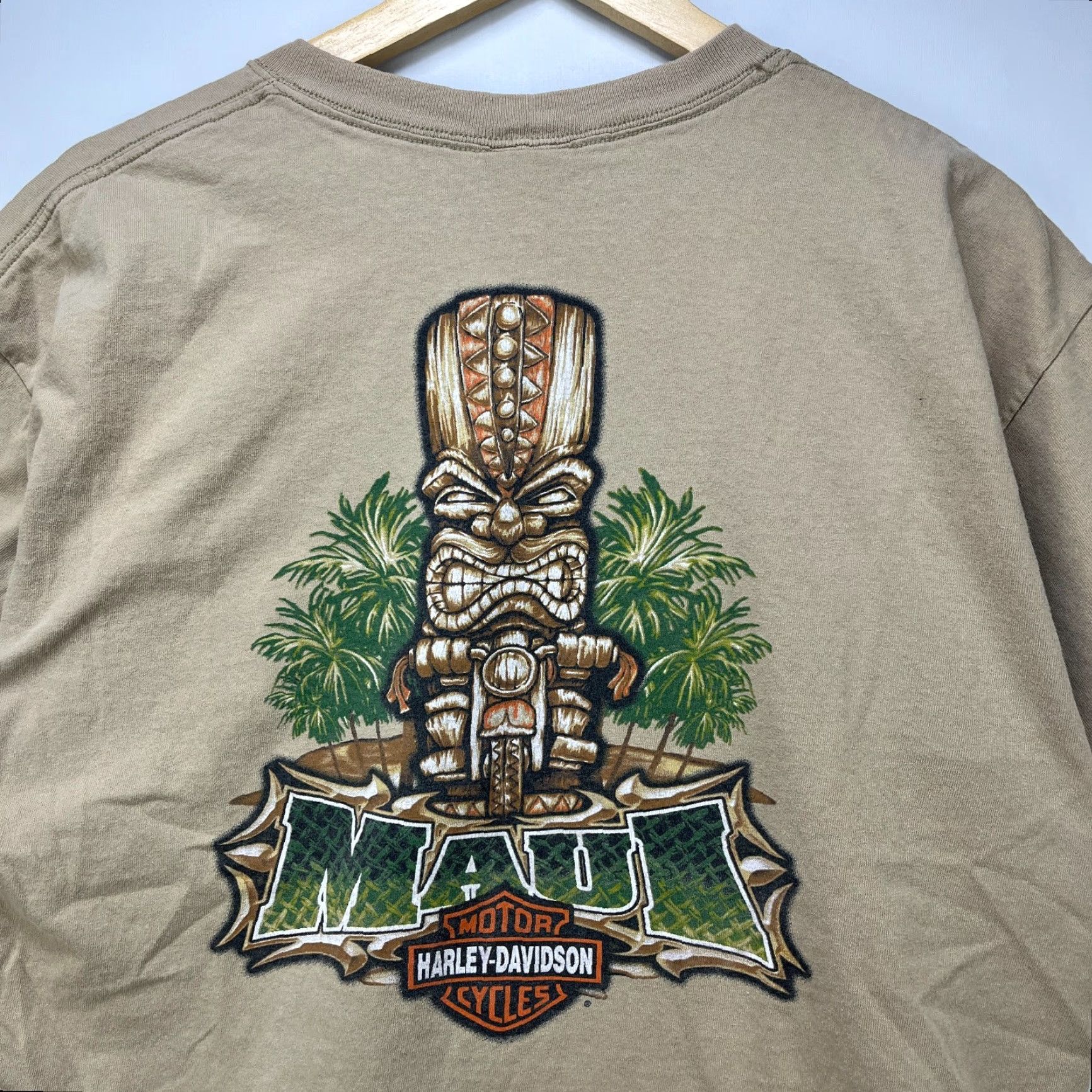 Harley Davidson VINTAGE Harley-Davidson Hawaii Maui T Shirt XL Biker Motorcycle Shirt Mens Beige Size US XL / EU 56 / 4 - 3 Thumbnail