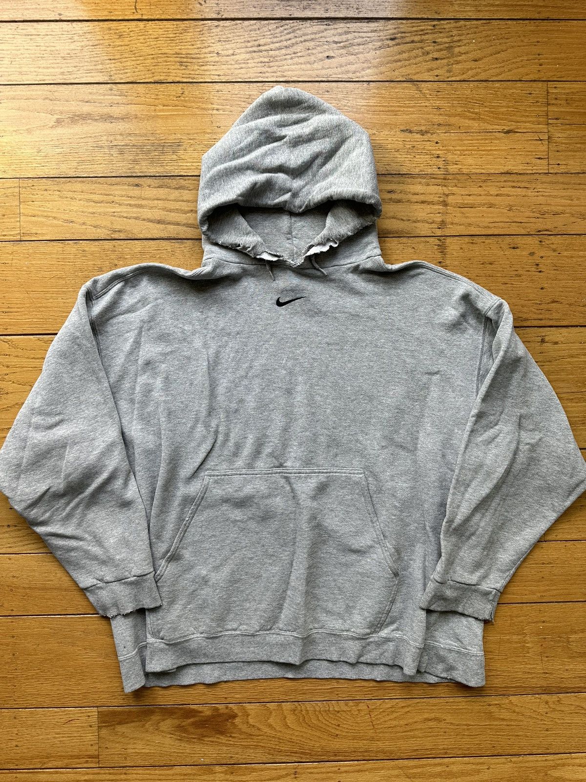 image of 90's Nike Center Swoosh Hoodie Grey , Men's (Size 2XL)