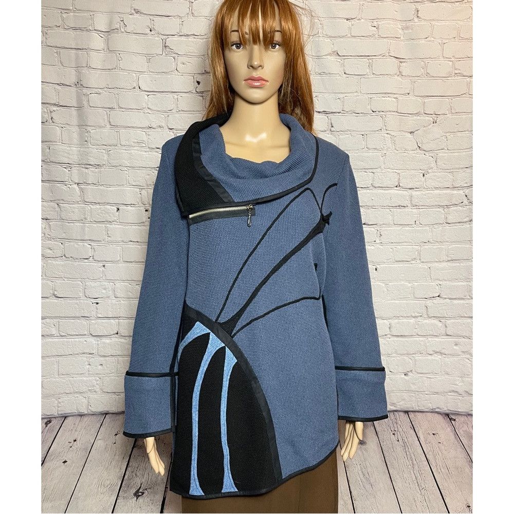 Other New Jaskar Sweater Blue Black Cotton Blend European Sweater Size L / US 10 / IT 46 - 1 Thumbnail