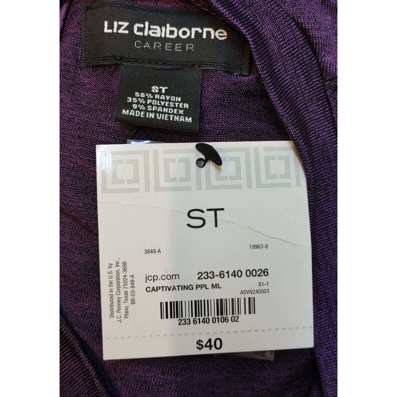 Other Liz Claiborne Career Purple Sleeveless Top Size ST Size S / US 4 / IT 40 - 3 Thumbnail