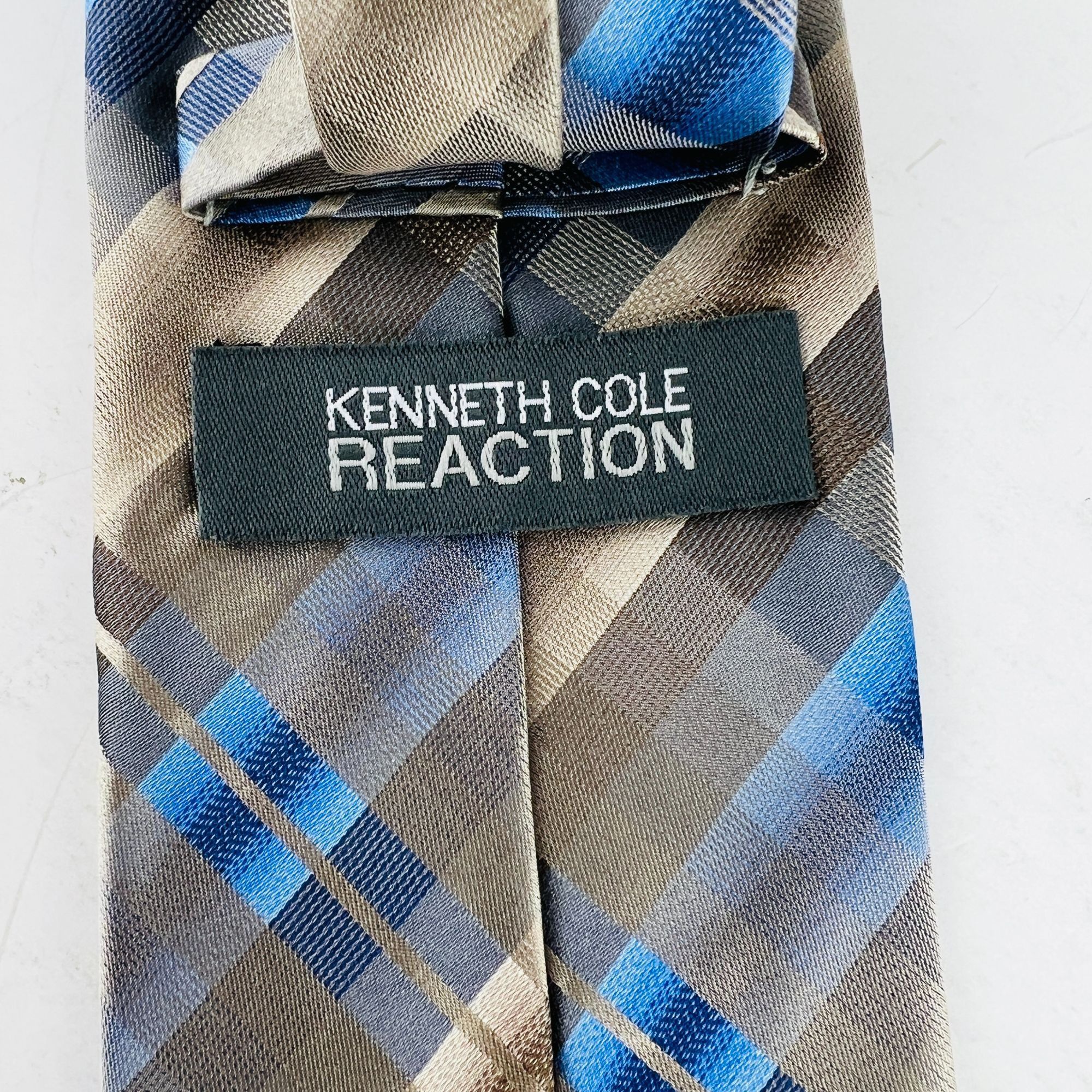 Kenneth Cole Kenneth Cole Reaction Cross Stripes Beige Blue Necktie Tie 1 Size ONE SIZE - 4 Thumbnail