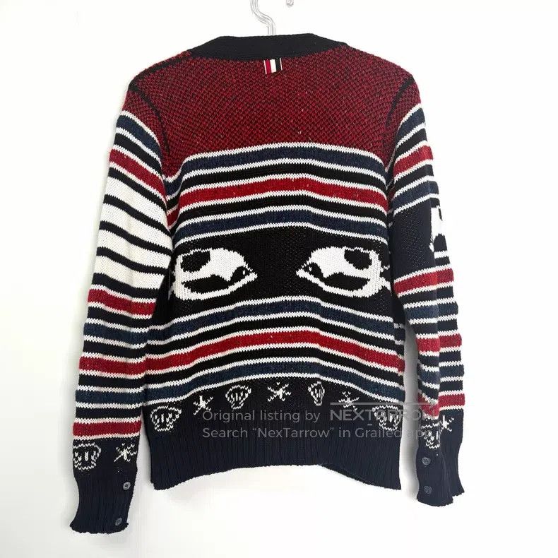 Thom Browne Thom Browne Ocean Elements Red and Blue Striped Cardigan Size US M / EU 48-50 / 2 - 2 Thumbnail