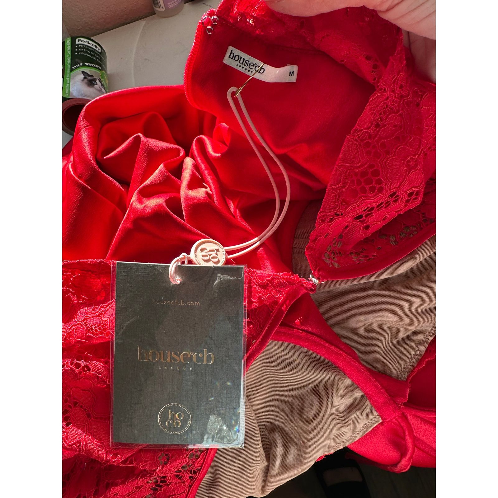 House of CB NWT House of CB Jennica Red Lace Bustier Satin Mini Dress M Size M / US 6-8 / IT 42-44 - 9 Thumbnail