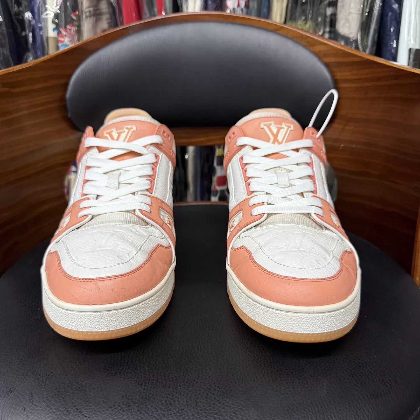 Louis Vuitton LV Trainer White Pink Peach US9.5 Worn prot Size US 9.5 / EU 42-43 - 2 Thumbnail