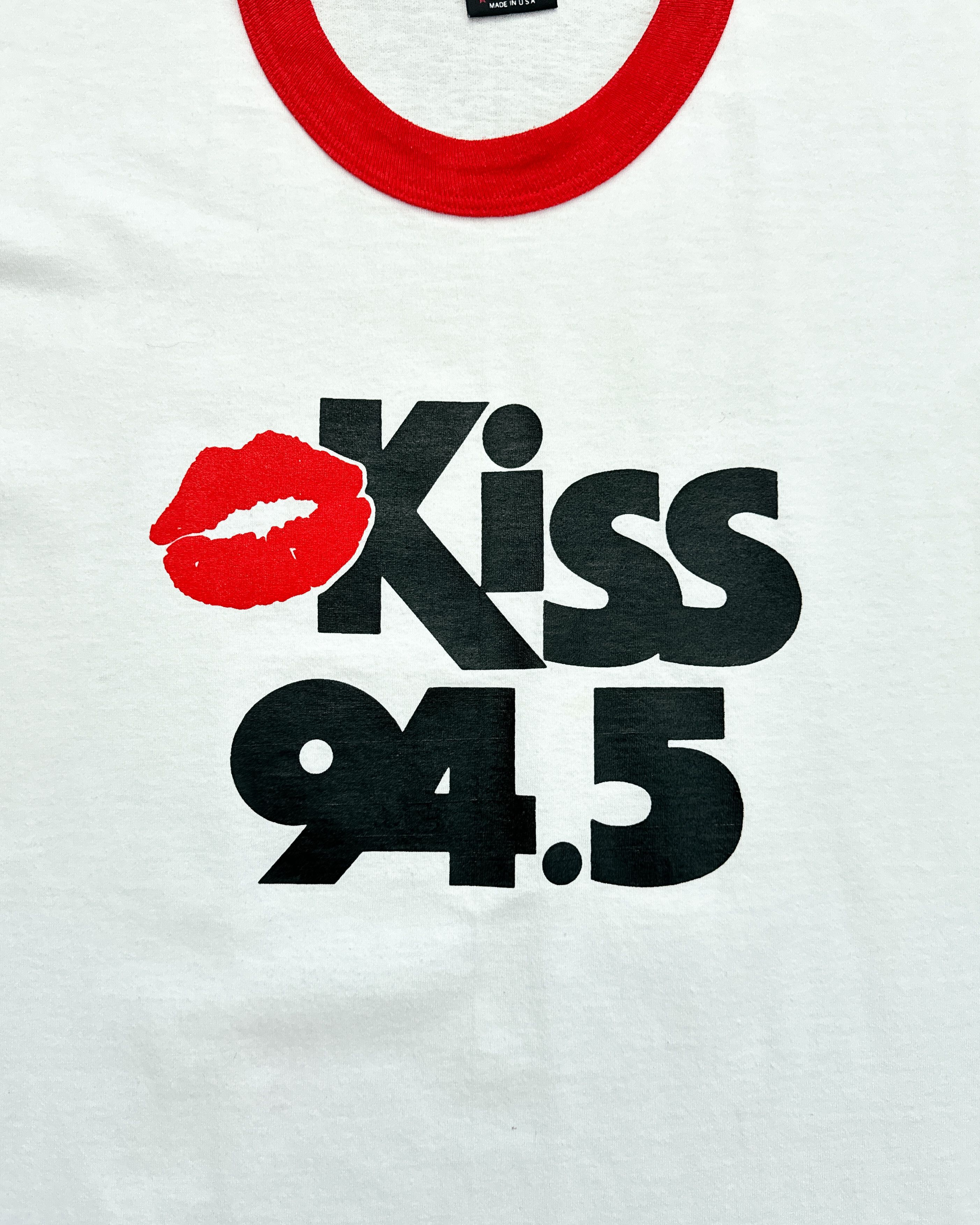 Vintage Vintage 1980s Kiss 94.5 Radio Ringer T Shirt White Red XL Size US XL / EU 56 / 4 - 2 Thumbnail