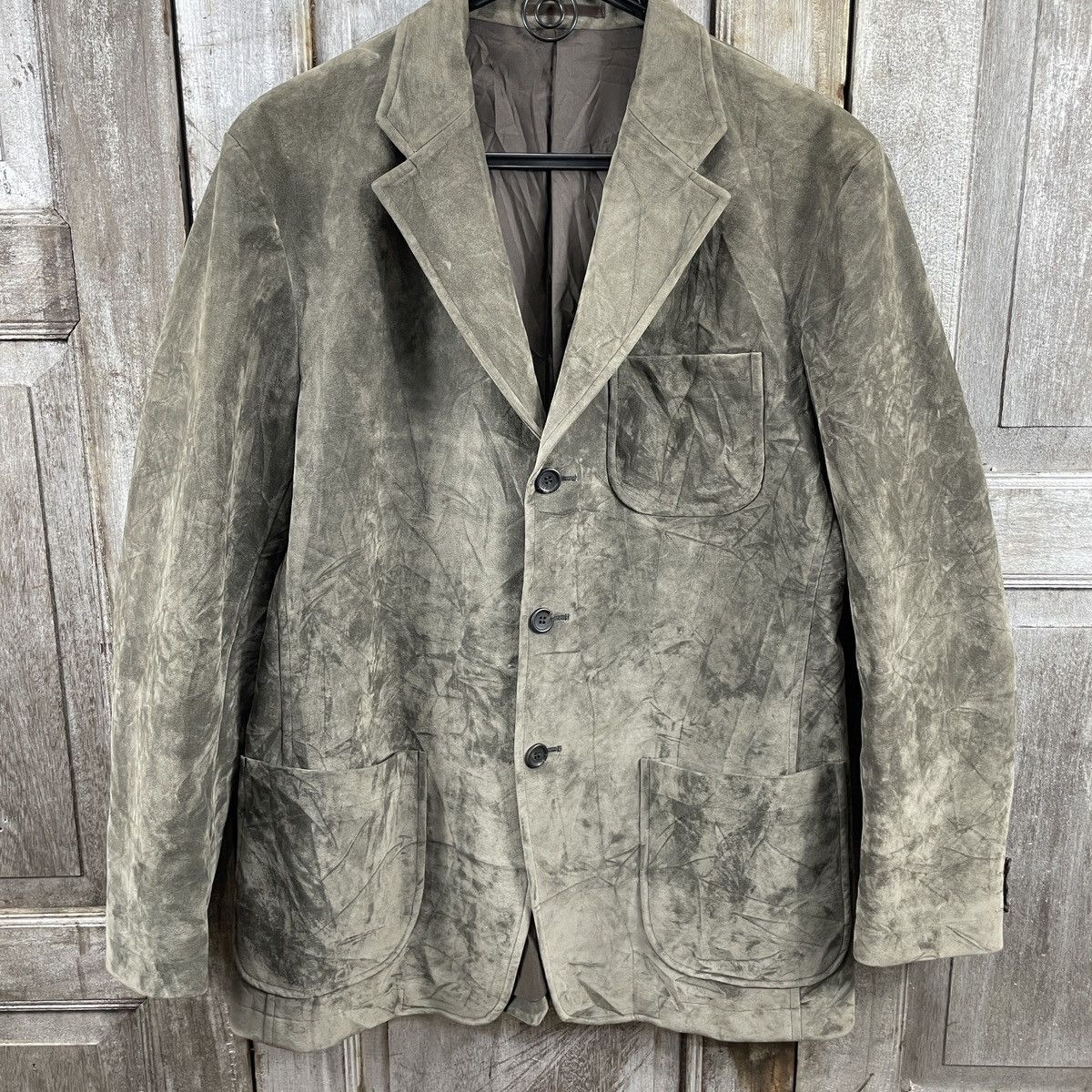 Japanese Brand × Vintage Vintage Japanese Brand Mud Green Leather Coat Size US M / EU 48-50 / 2 - 1 Thumbnail