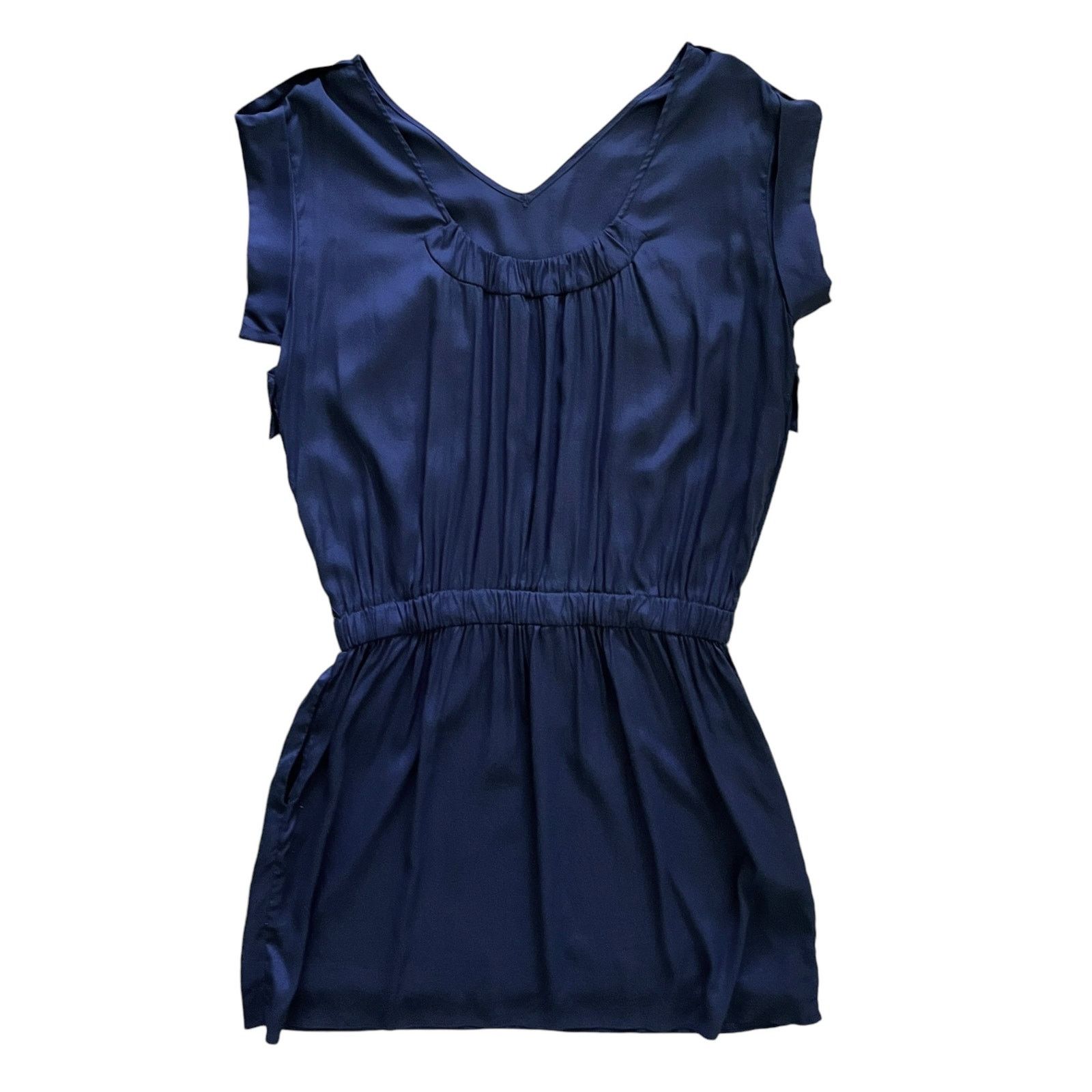 Other Calypso St Barth Navy Blue Stretch Silk Blouson Dress Size S / US 4 / IT 40 - 2 Thumbnail