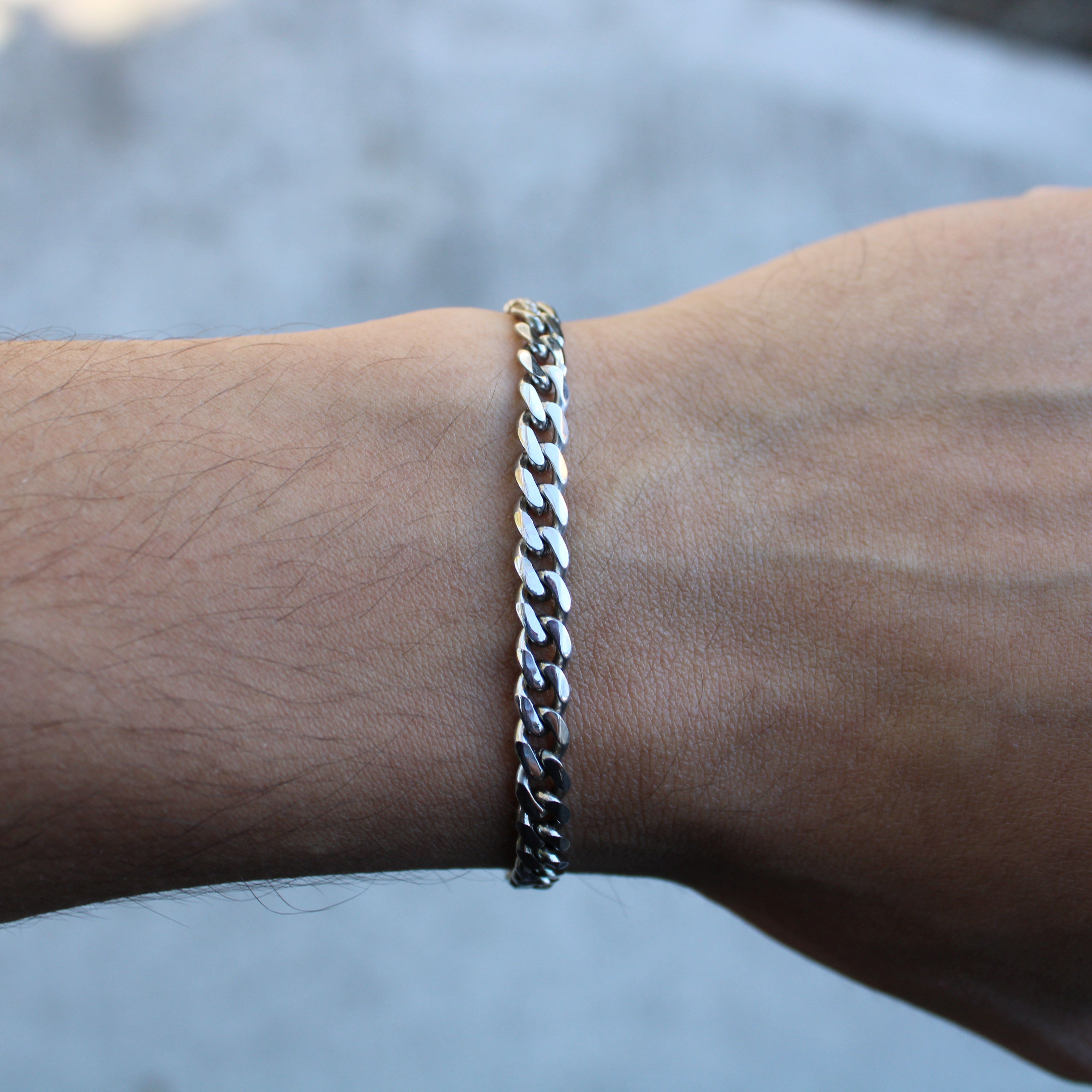 Jewelry Silver 5Mm Cuban Link Bracelet 7" Stainless Steel, Men's