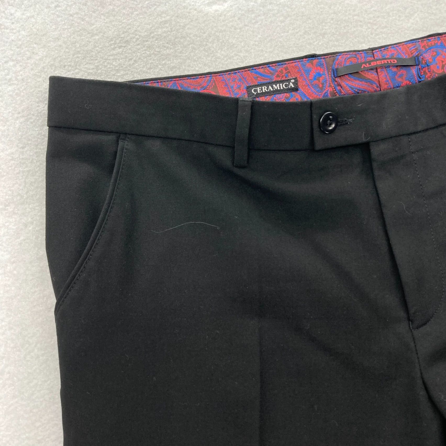 Vintage Alberto Ceramica George Dress Pants Mens 42x28 Black Modern Fit Stretch Casual Dress Pants Mens 42 Black Regular Pockets Slashes Size US 42 / EU 58 - 3 Thumbnail