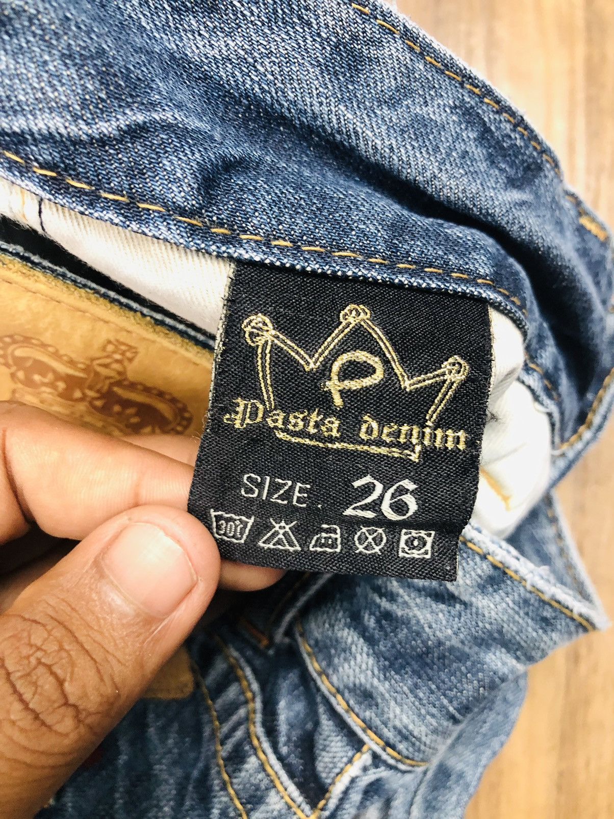 If Six Was Nine Pasta Denim Bootcut Distressed Jeans Plaid Patches (40) Size 26" / US 2 / IT 38 - 13 Thumbnail