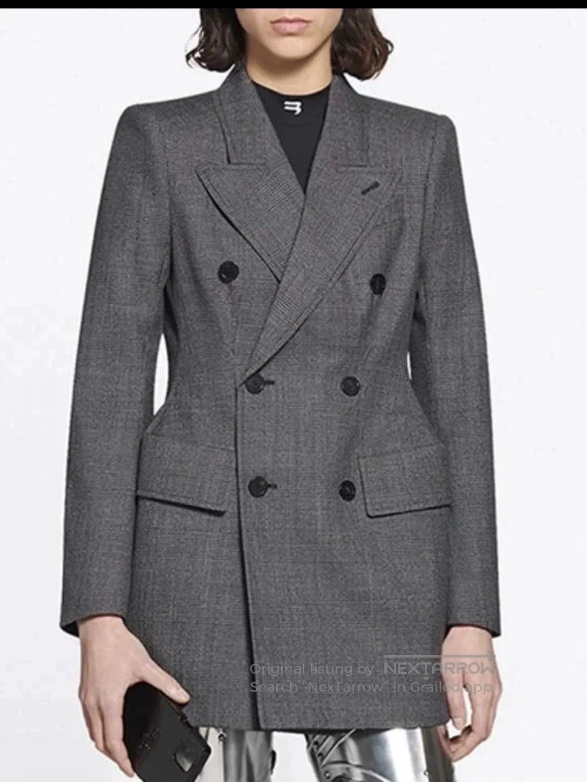 Balenciaga Balenciaga Gray Plaid Hourglass Blazer. Size US S / EU 44-46 / 1 - 8 Thumbnail
