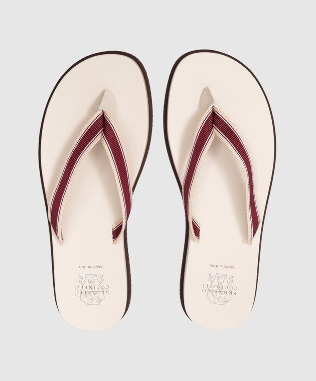 Brunello Cucinelli o1la1rc1a0425 Slippers in Burgundy/White Size US 10 / EU 43 - 4 Thumbnail