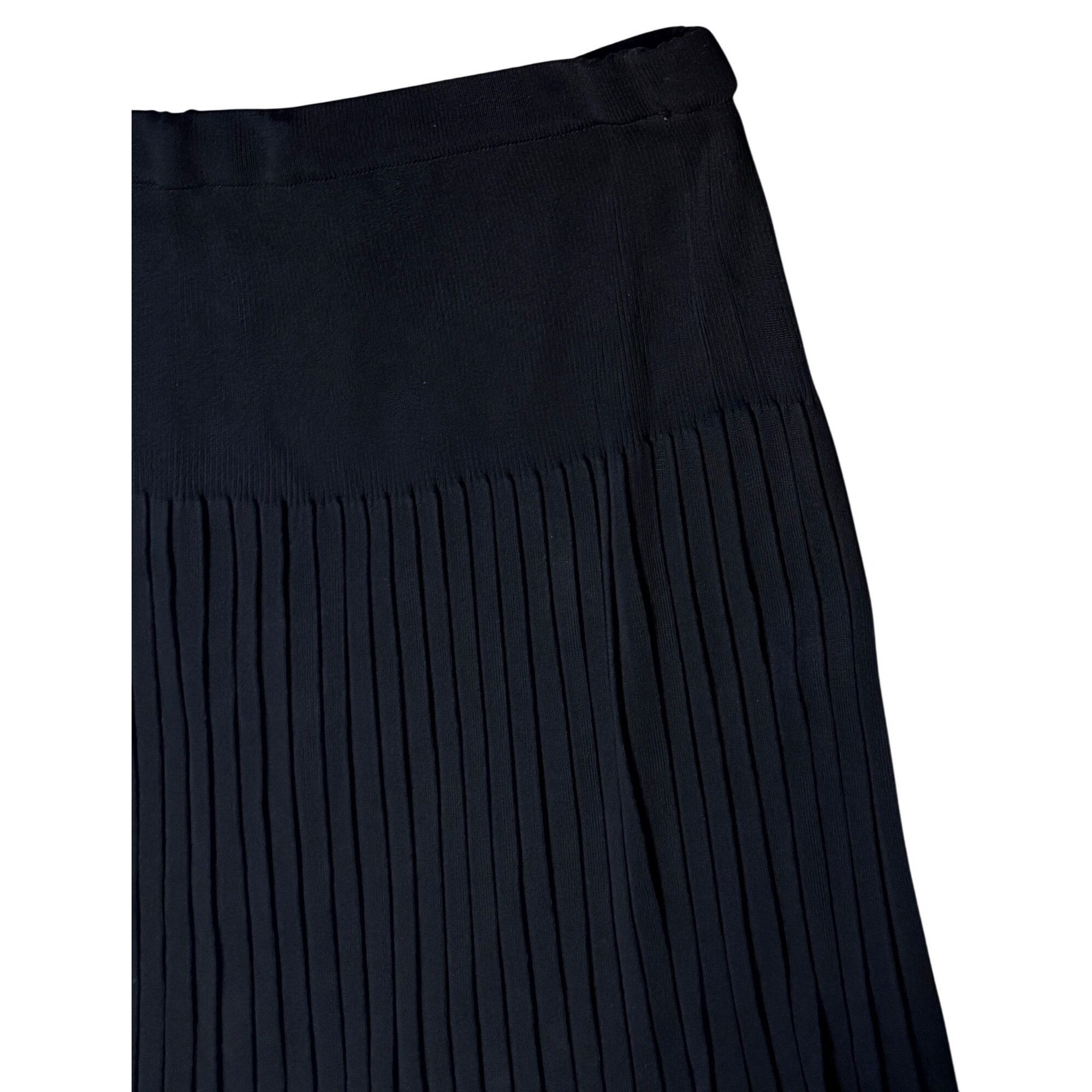 Other Exclusively Misook L Ribbed Pleated Knit Maxi Skirt Black Dr Size 34" / US 12 / IT 48 - 3 Thumbnail