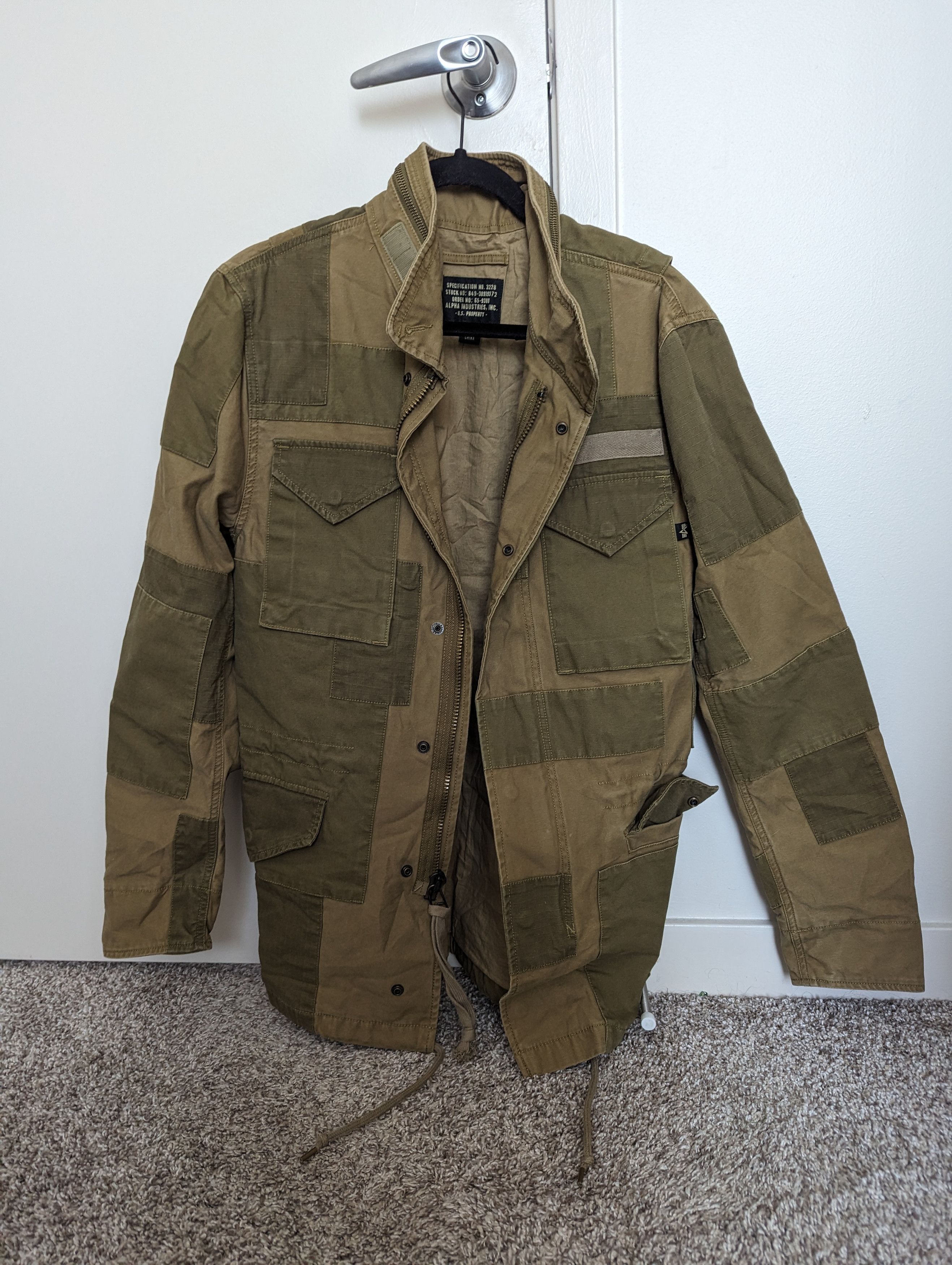 Image of Alpha Industries Patchwork M65 in Khaki, Men's (Size Small)