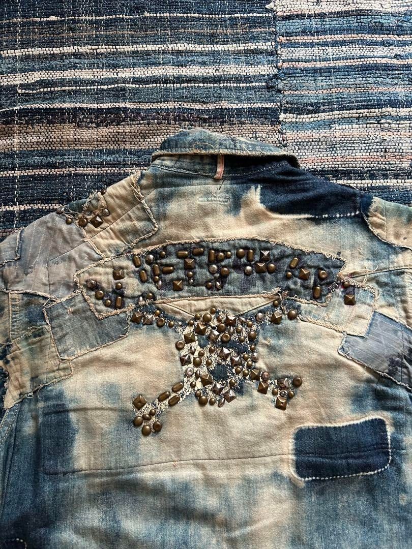 KAPITAL KOUNTRY Studded Denim Work Shirt Blue