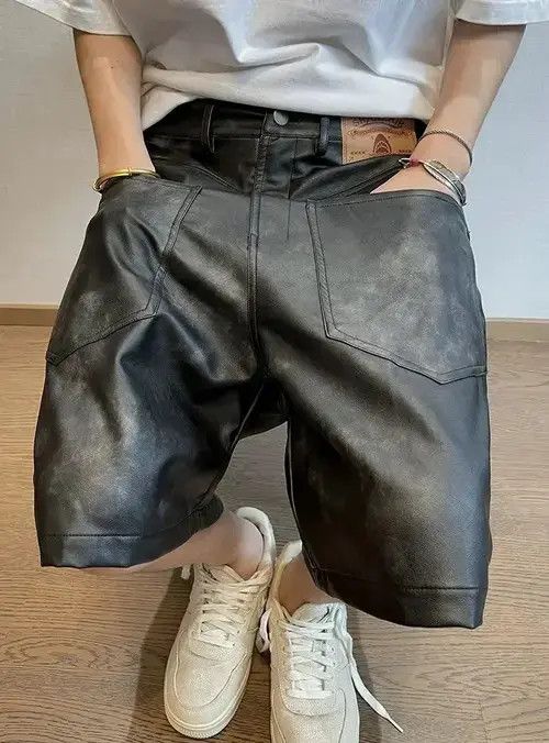 Other Avant garde reverse front fade pu leather loose baggy shorts Size US 30 / EU 46 - 6 Thumbnail