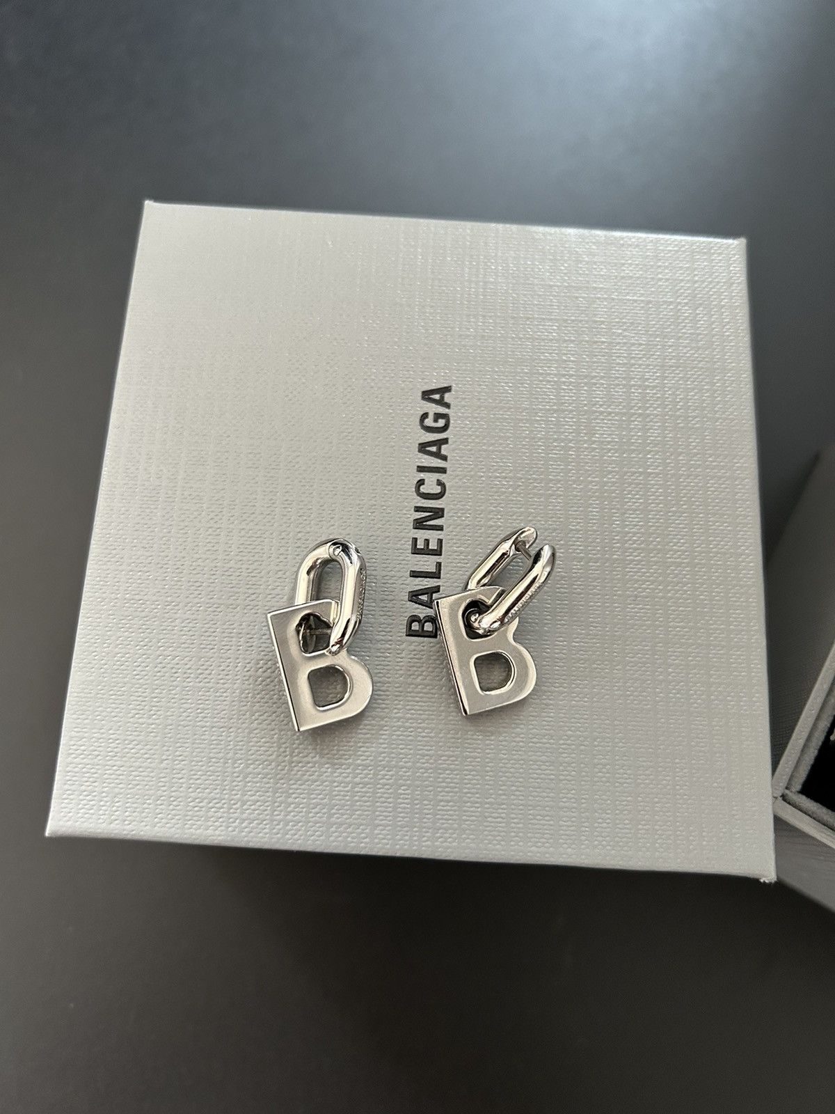 image of Balenciaga Bb Earrings in Silver, Women's