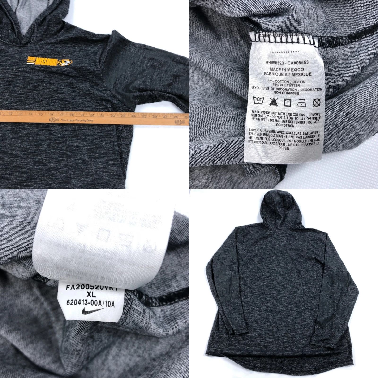 Nike VINTAGE Nike Dri-Fit Missouri Tigers Pullover Hoodie Shirt Mens XL Black Gray Activewear Size US XL / EU 56 / 4 - 8 Thumbnail
