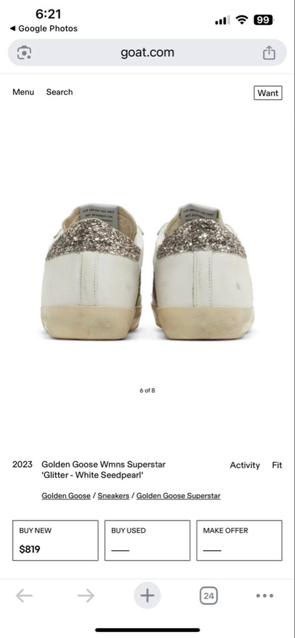Golden Goose Women's Golden Goose Superstar Glitter Sneakers Size US 7 / IT 37 - 2 Thumbnail