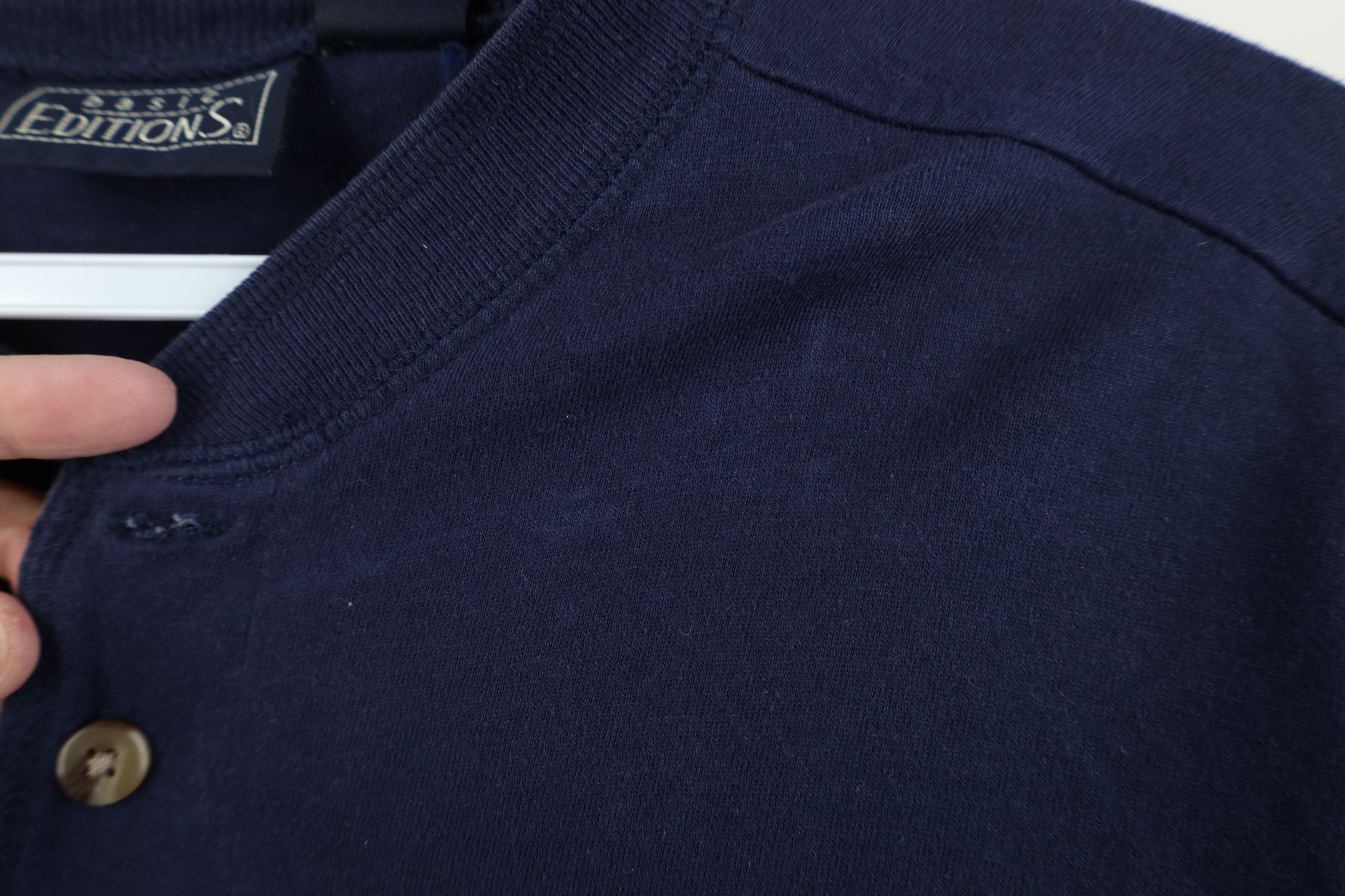 Vintage Vintage 90s Streetwear Blank Long Sleeve Henley T-Shirt Blue Size US S / EU 44-46 / 1 - 6 Thumbnail