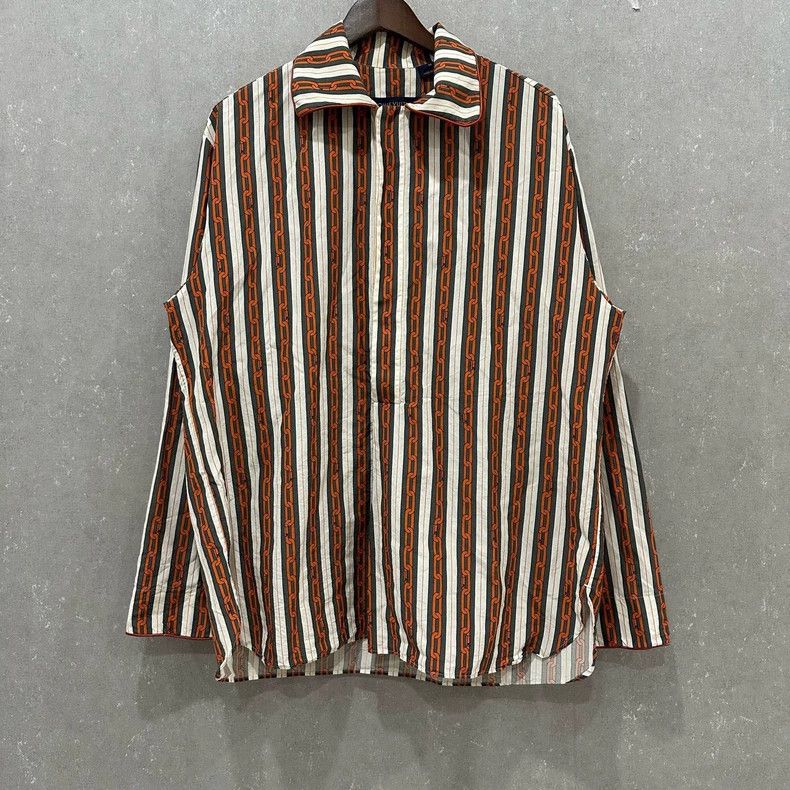 Louis Vuitton Louis Vuitton Chain Stripe Full Print Shirt 2505-Nextarrow Size US M / EU 48-50 / 2 - 1 Thumbnail
