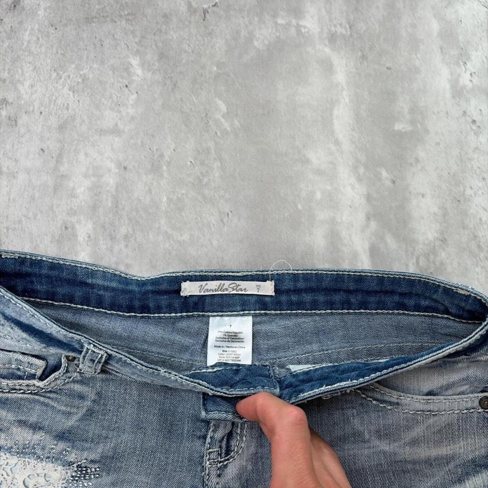 Other Y2K Light Wash Vanilla Star Grunge Gothic Mini Denim Shorts Size 30" / US 8 / IT 44 - 5 Thumbnail