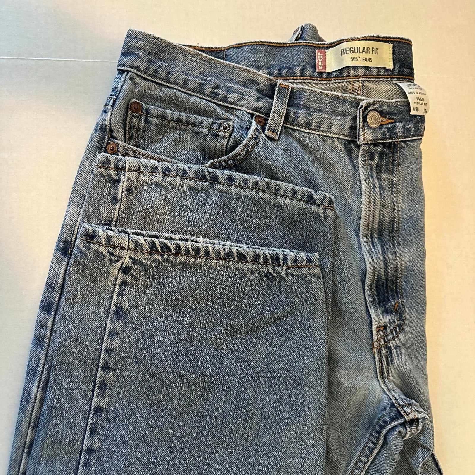 Levi's Levis 505 Straight Leg 36x32 Blue Jeans Mild Distress 90sVTG Size US 36 / EU 52 - 2 Thumbnail