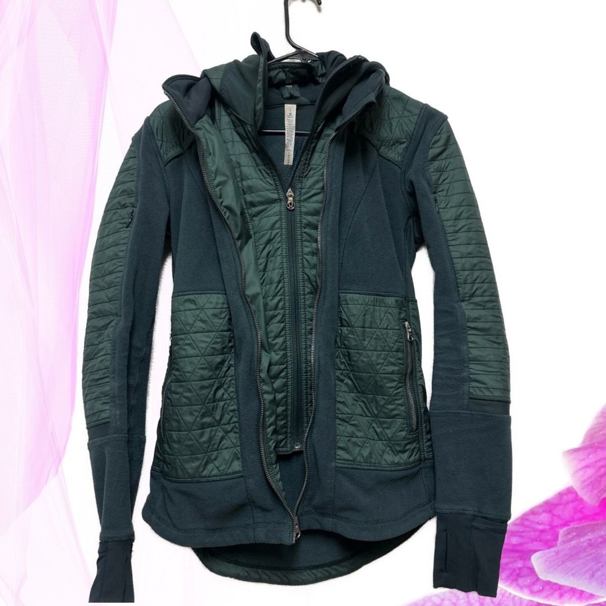 Lululemon LULULEMON FLEECY KEEN II QUILTED JACKET REMOVABLE HOOD Green Size S / US 4 / IT 40 - 2 Thumbnail