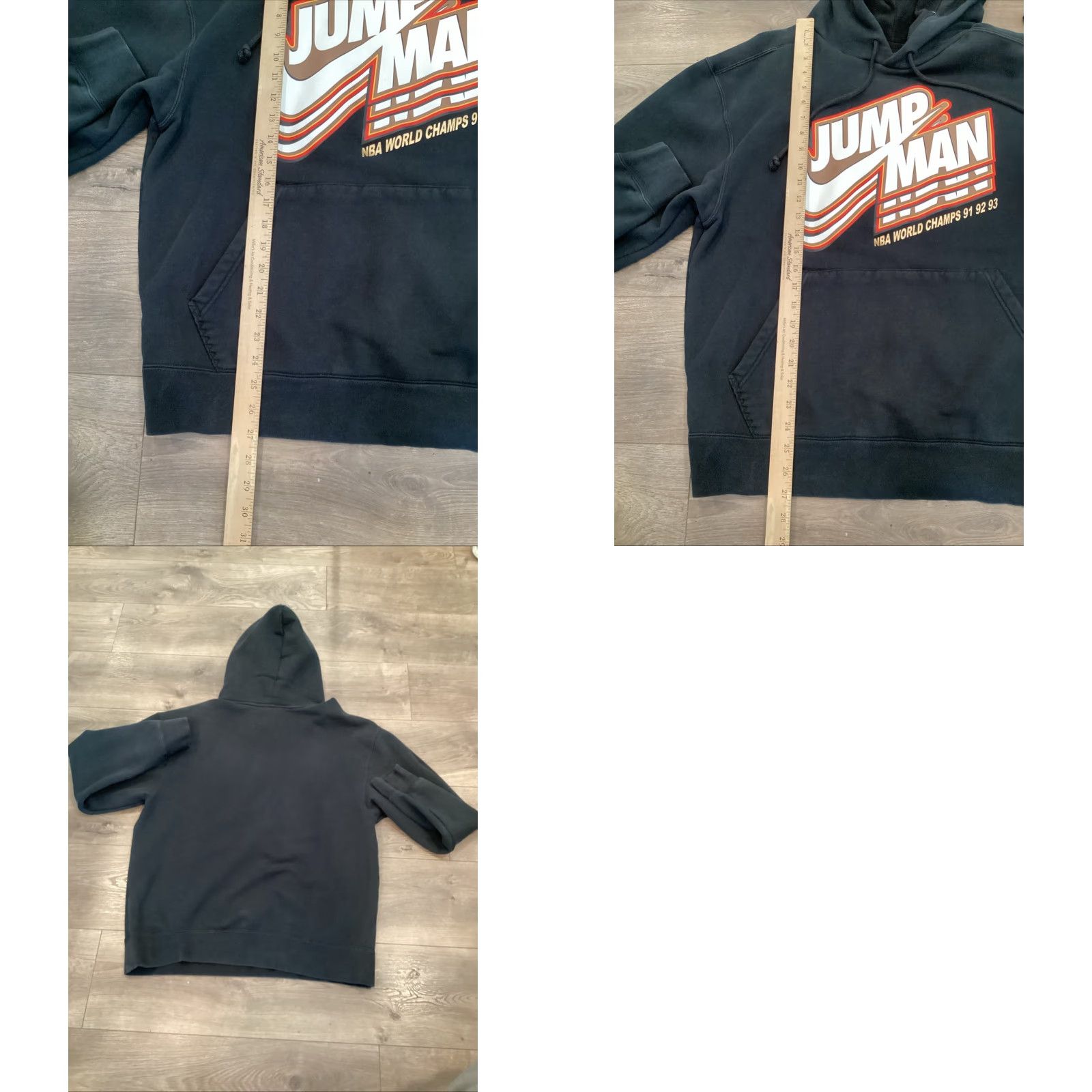 Jordan Brand VINTAGE Nike Air Jordan Jumpman Retro Hoodie Mens NBA Champs 91 92 93 Black L Graphic Print Cap/Logo Pullover Hooded Sweatshirt Mens Size US L / EU 52-54 / 3 - 8 Thumbnail