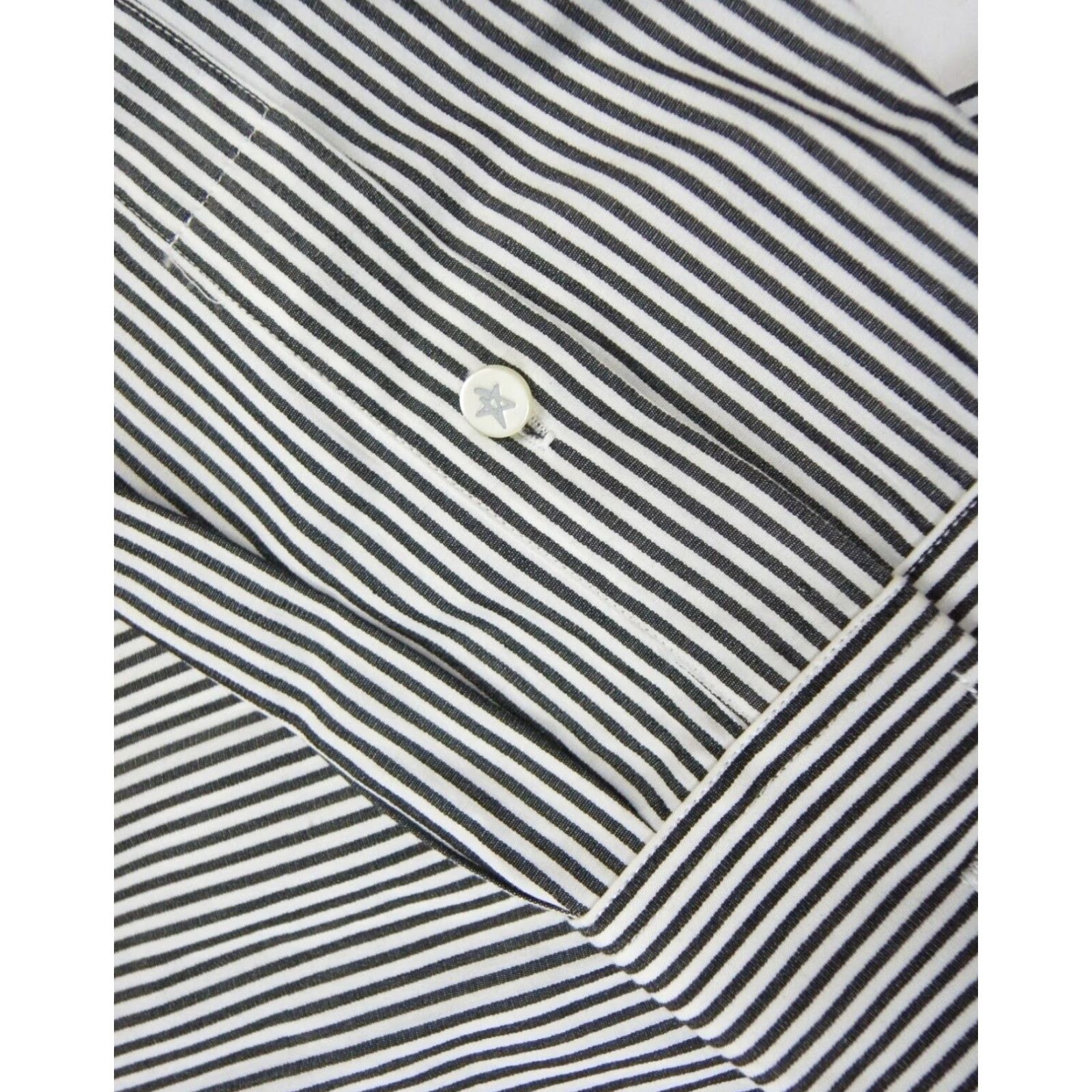 John Varvatos John Varvatos Shirt Mens 15.5 Black Button Down Striped Regular Fit Collared Size US M / EU 48-50 / 2 - 5 Thumbnail