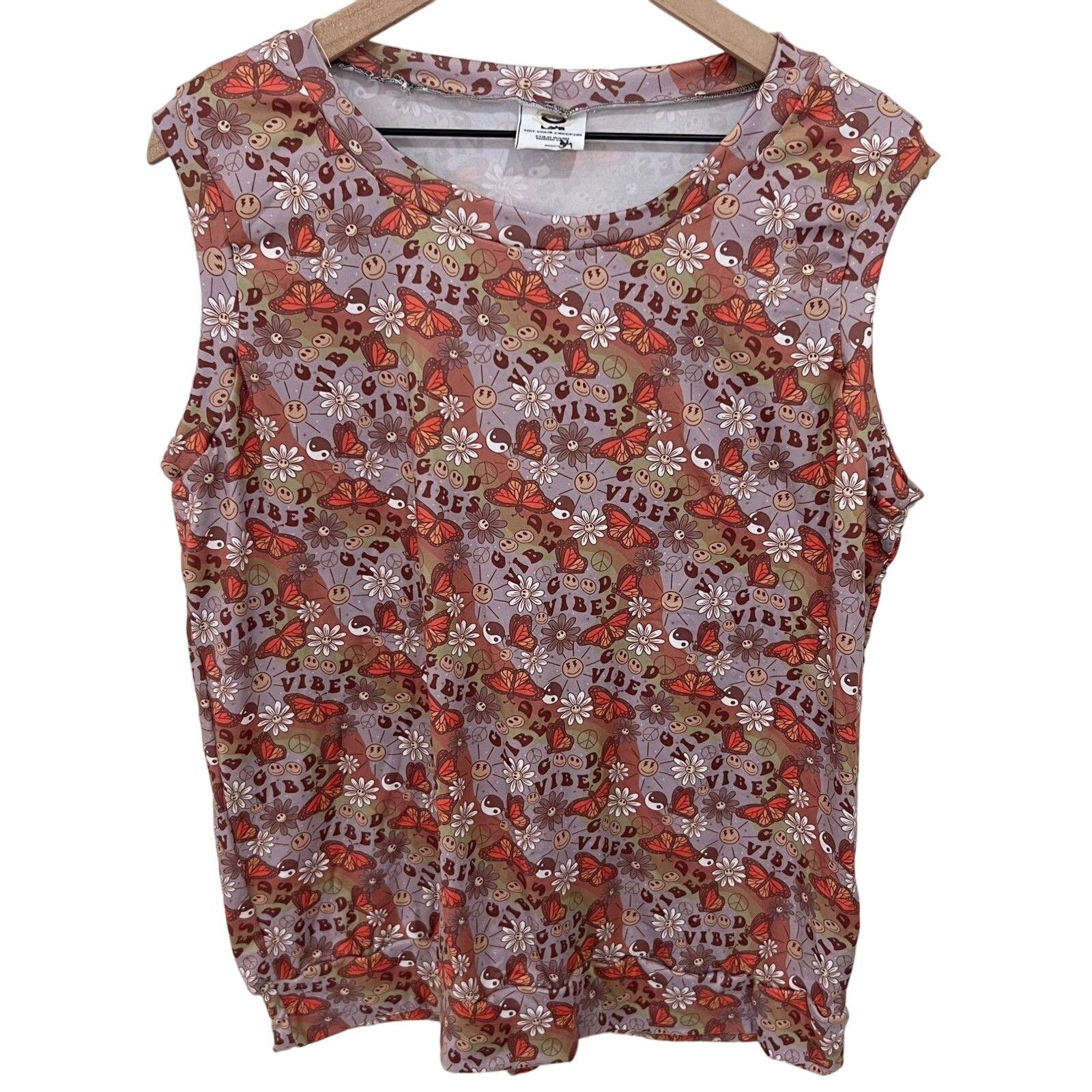 L&B L&B Designs Tank Top Good Vibes Size Small New Size S / US 4 / IT 40 - 1 Thumbnail