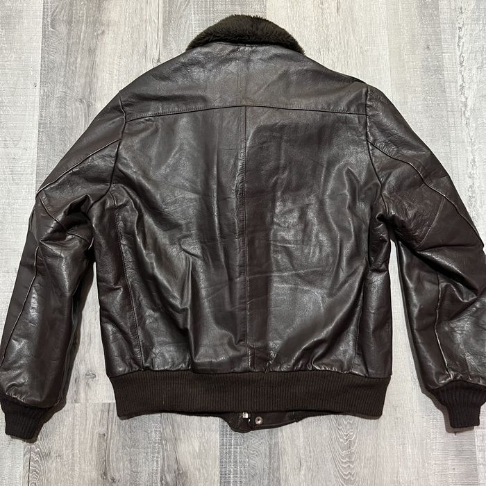 Vintage VTG Oakton Limited Brown Leather Bomber Flight Jacket | Grailed