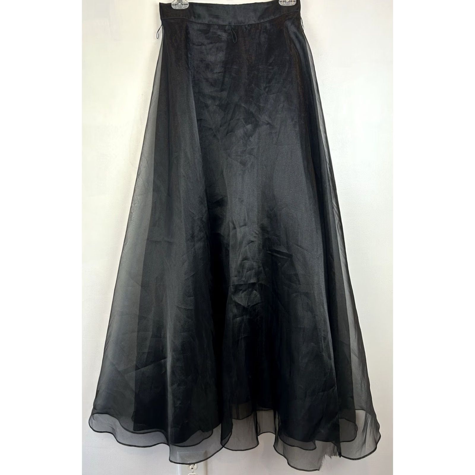 Layer 8 VINTAGE Chelsea Nites Skirt Maxi Womens 8 Black Chiffon Layered Elastic Waist Full Long 27" Waist 42" 90s Grunge Formal Party Wedding Read Size 30" / US 8 / IT 44 - 2 Thumbnail