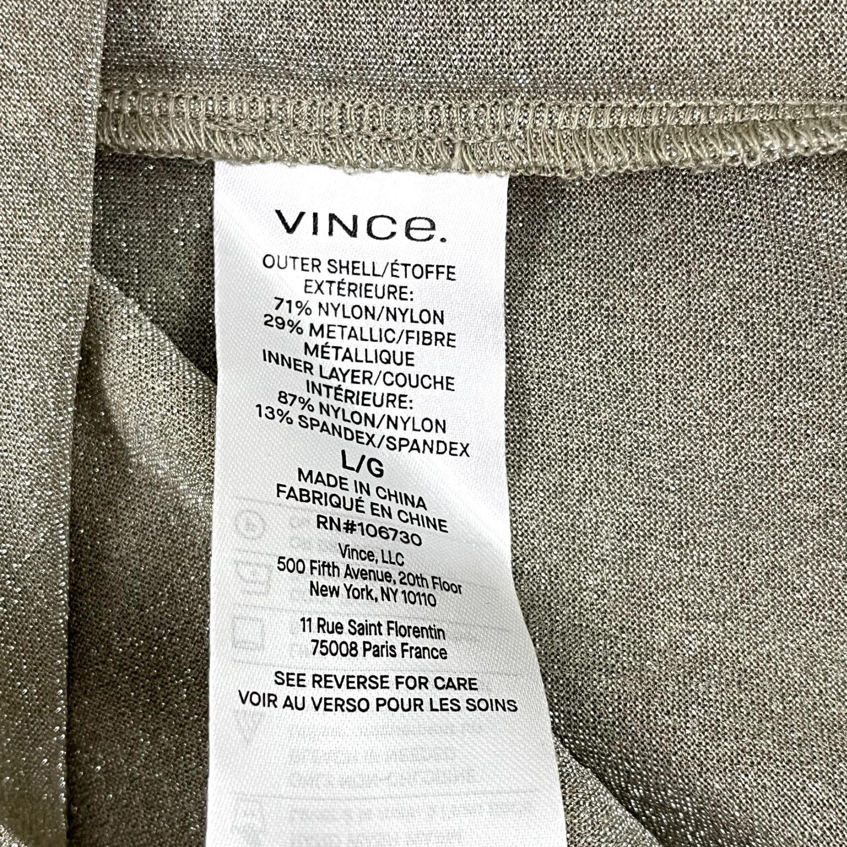 Vince VINCE Shirt Womens Large Shimmer Crew Neck Sheer Long Sleeve W/ Tank Top Set Size M / US 6-8 / IT 42-44 - 7 Thumbnail