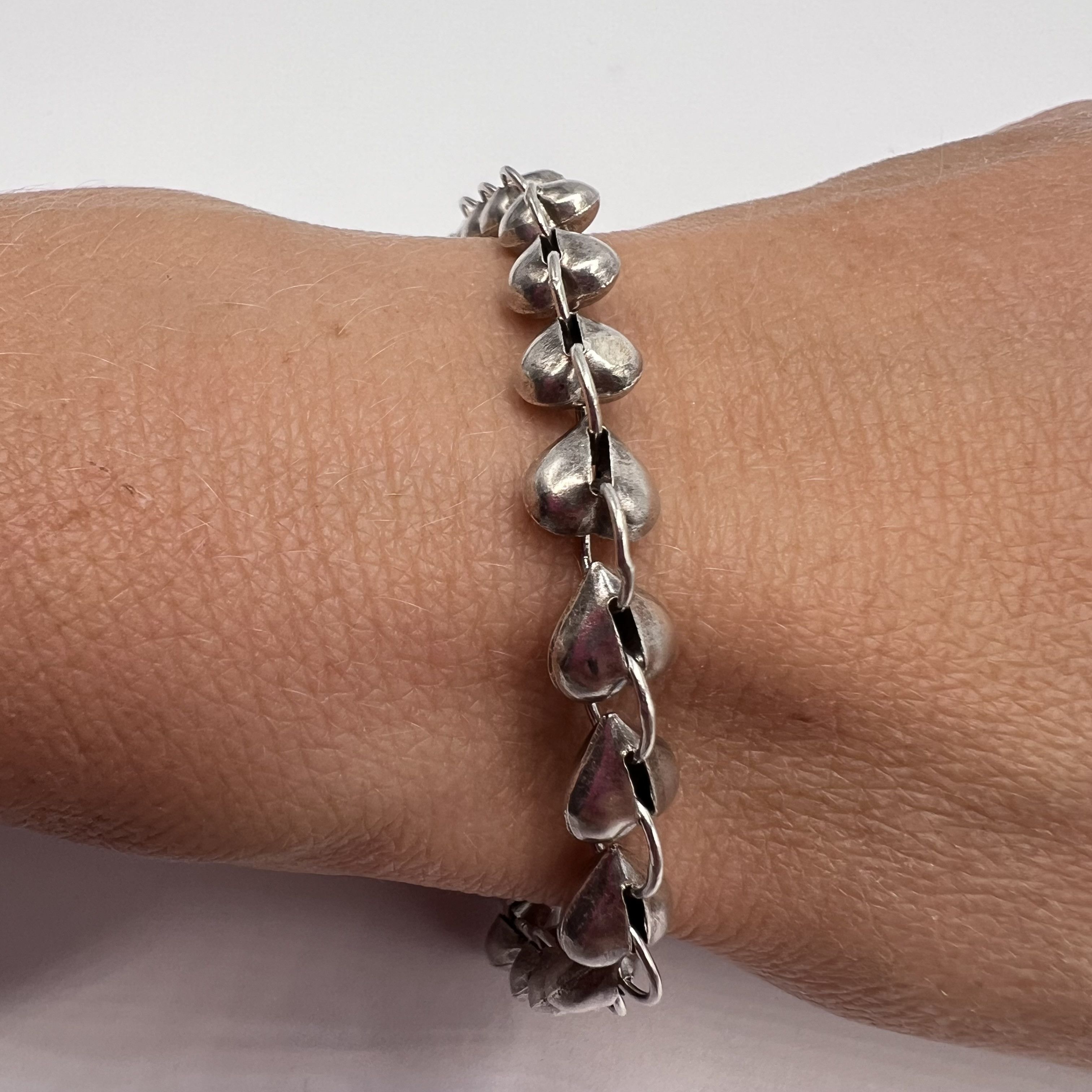 Vintage Vintage Used Bracelet Heart Sterling Silver 925 Size ONE SIZE - 2 Thumbnail