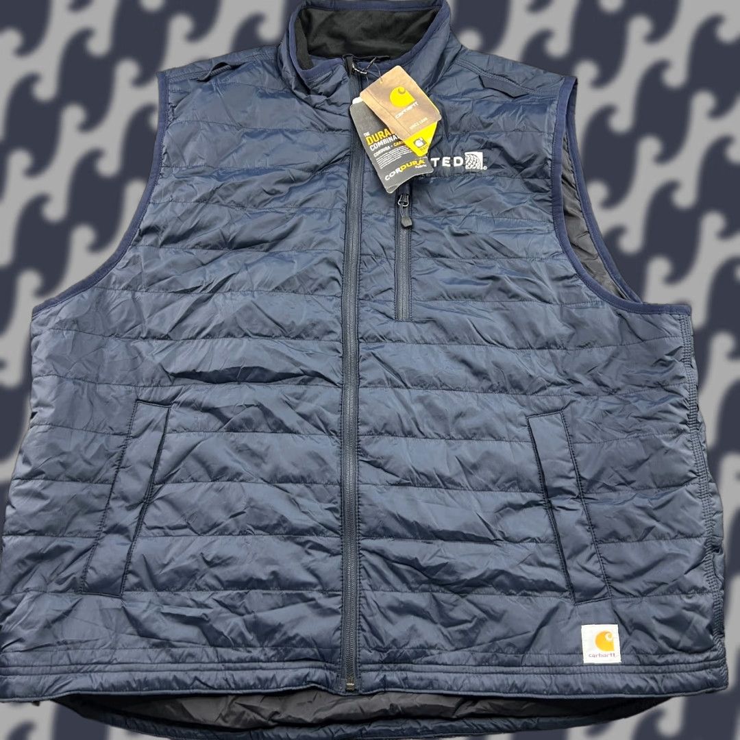 Carhartt Carhartt Rain Defender Gilliam Vest Mens 2XL Navy Blue Full Zip Shirt/Outerwear - 2XL Men Blue Full Zip Quilted Polyester Vest Size US XXL / EU 58 / 5 - 1 Thumbnail
